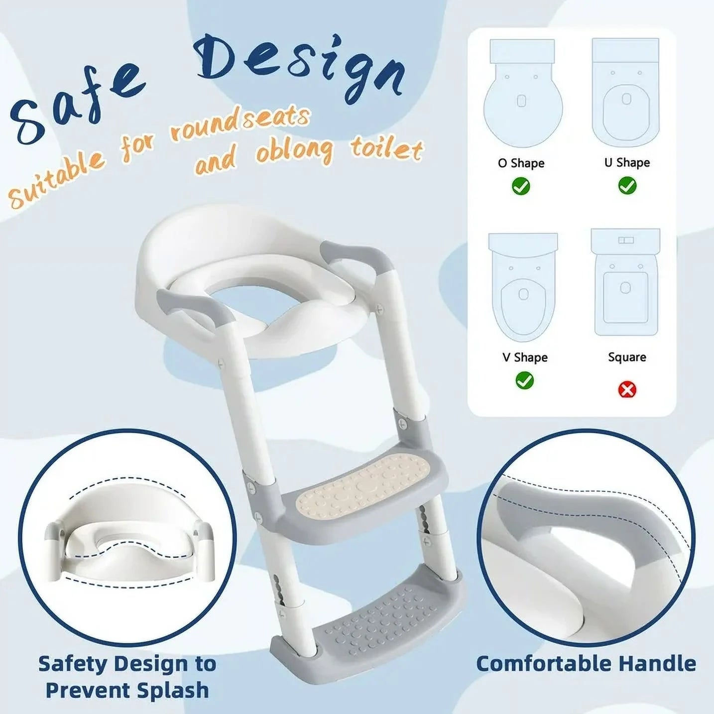 "Adjustable Potty Training Seat with Step Stool Ladder - Foldable & Easy to Use for Toddlers (Gray)"