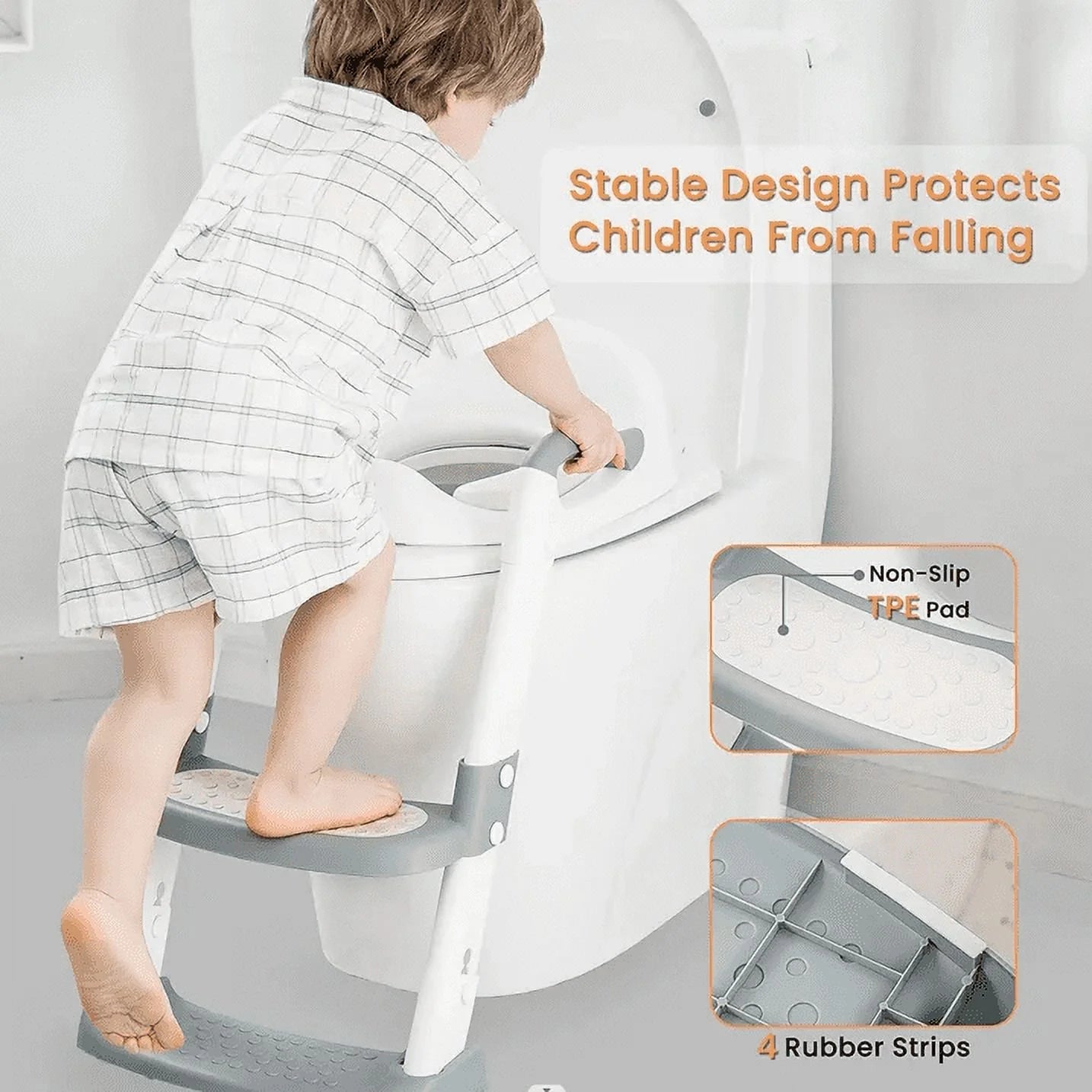 "Adjustable Potty Training Seat with Step Stool Ladder - Foldable & Easy to Use for Toddlers (Gray)"