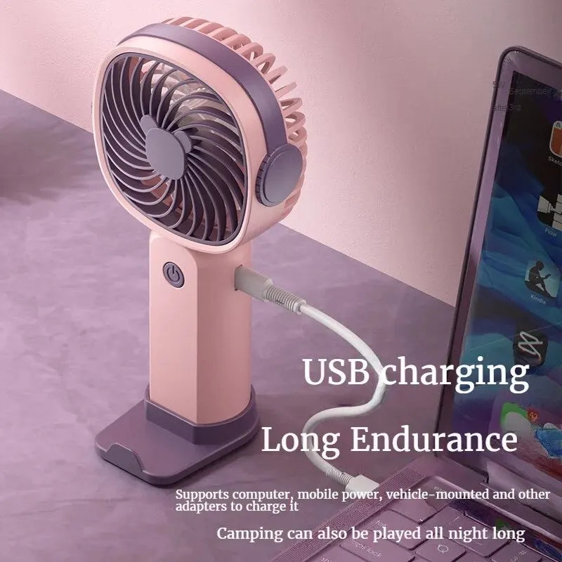 Mini USB Handheld Fan Multi-Functional Desktop with Stand Eectric Fan Students Outdoor Portable Portable Small Fan