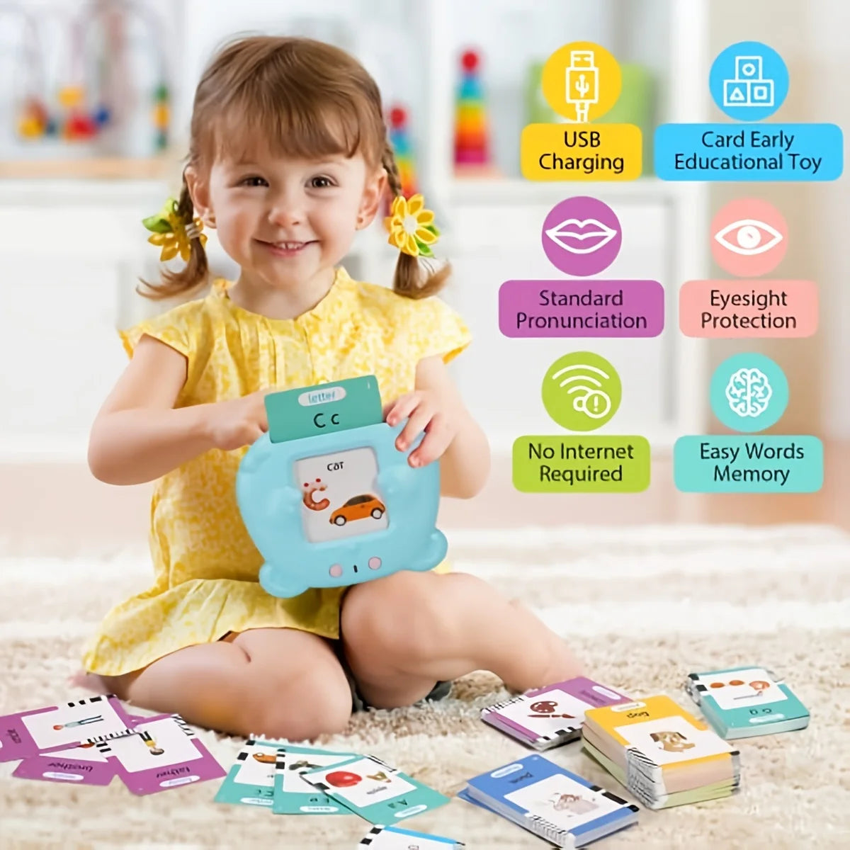 Learning Machine for Kid Talking Flash Cards Kindergarten Kids Language Electronic Audio Book Learn English Words Toys